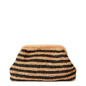 Btb Los Angeles Maeve Striped Raffia Clutch, Brown